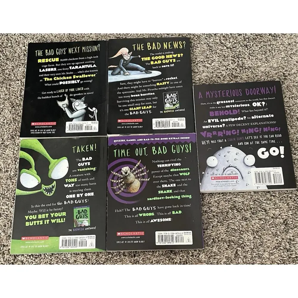 The Bad Guys Book Lot of 5 PB Aaron Blabey Scholastic Illustrated 2, 5, 6, 7, 13